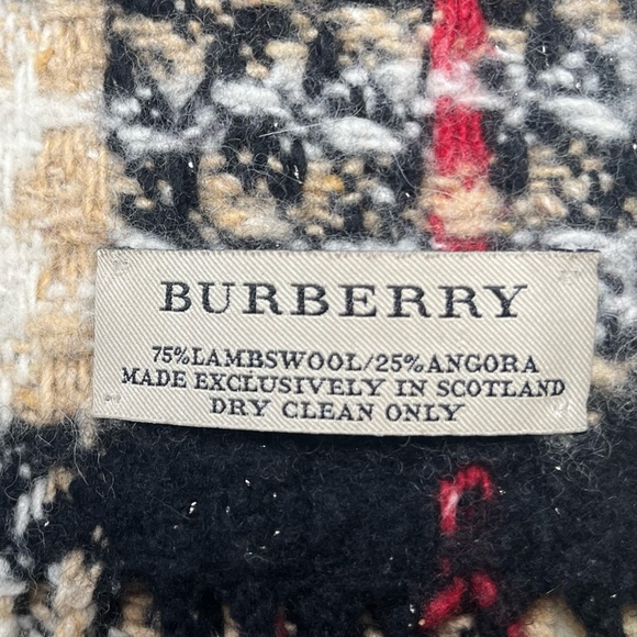Burberry Scarf - Authentic Tartan Plaid Lambswool & Angora with Silver Shimmer - Picture 2 of 10